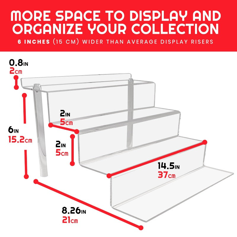 EVORETRO 4-Step Acrylic Display Stand for Action Figures | Riser RS6 Inch