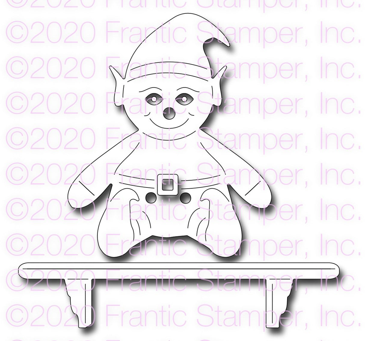 Frantic Stamper Precision Die - Cute Elf and his shelf