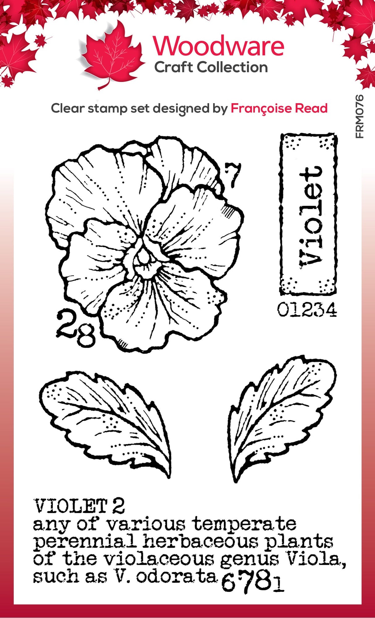 Woodware Clear Singles Mini Violet 3 in x 4 in Stamp Set