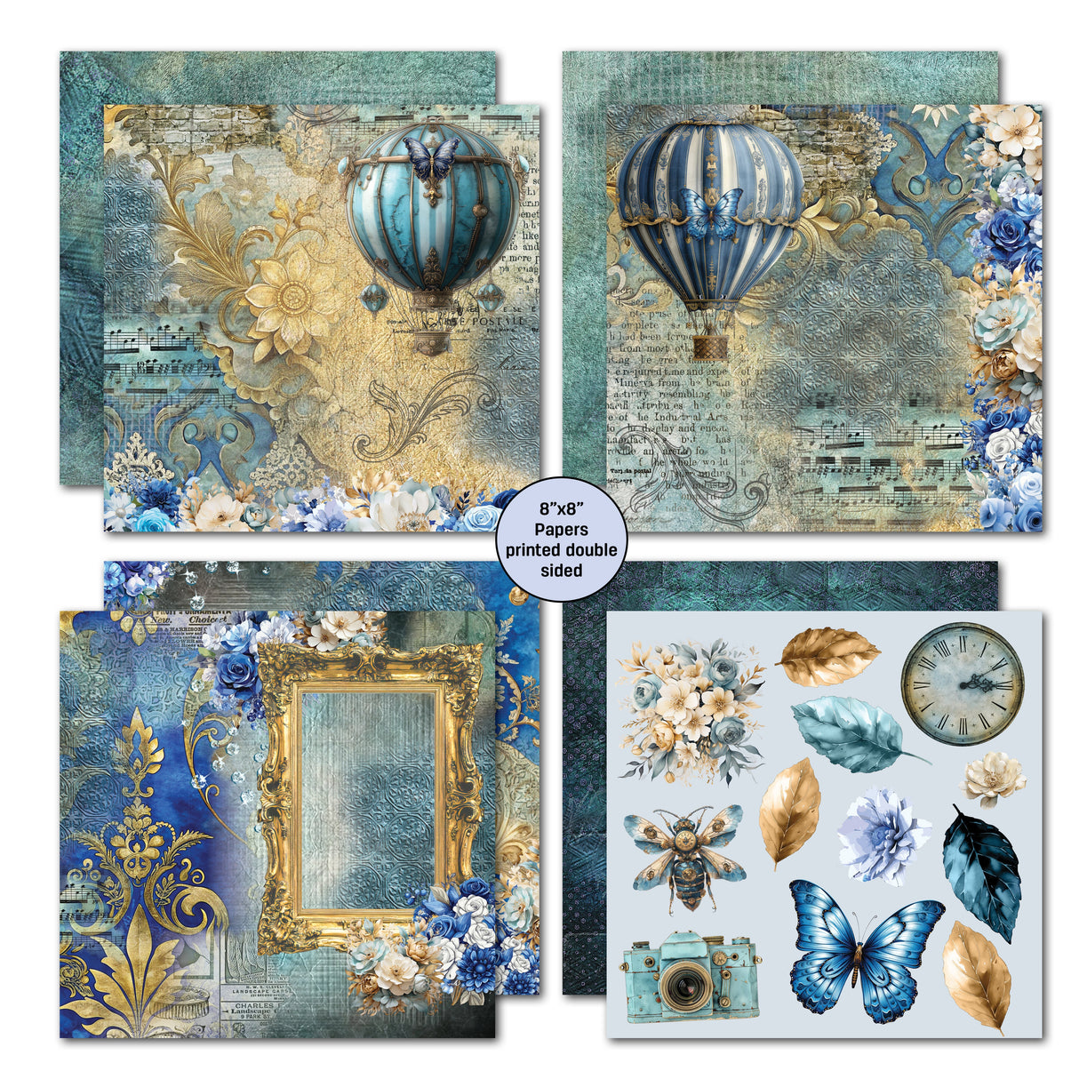 3Quarter Designs Grunged Baroque 8x8 Paper Pack