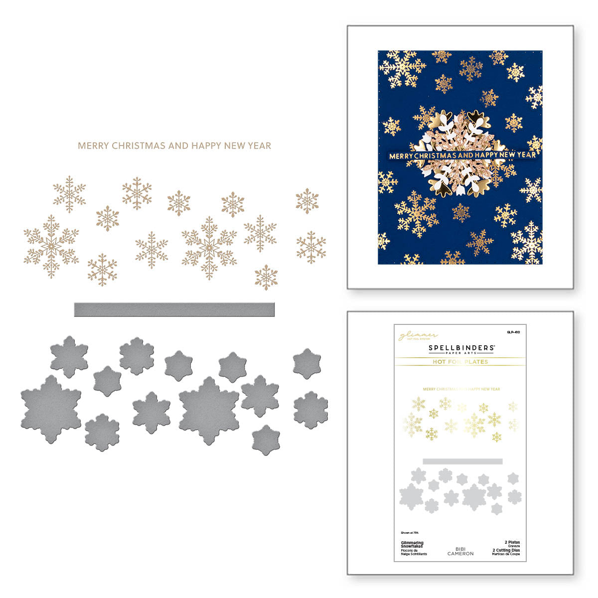 Glimmering Snowflakes Hot Foil Plate & Die Set from the Bibi's Snowflakes Collection by Bibi Cameron