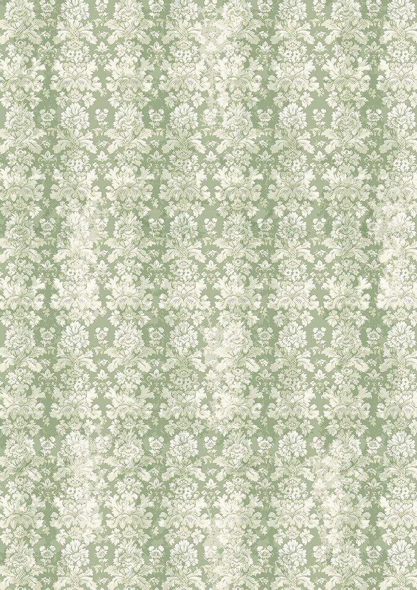 Tissue Paper A4 6Pkg Elysium decorative craft paper featuring floral pattern in soft green hue.