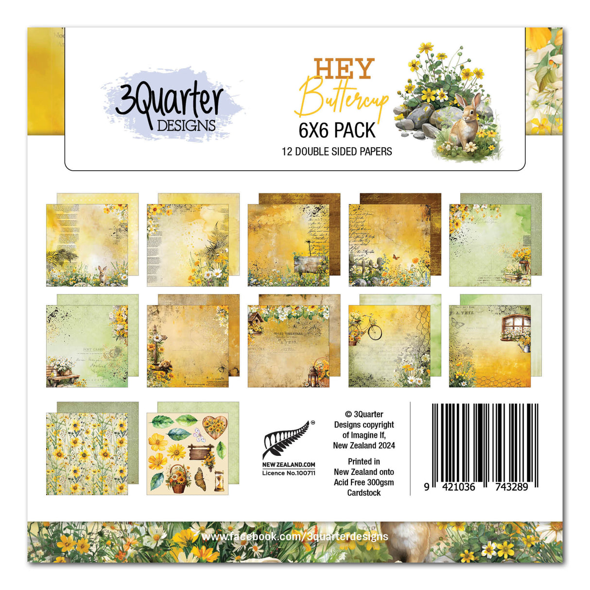 3Quarter Designs Hey Buttercup 6x6 Paper Pack