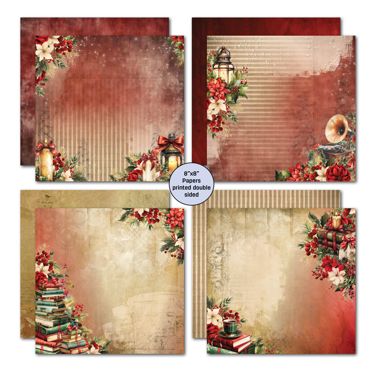 3Quarter Designs Holly Jolly 8x8 Paper Pack