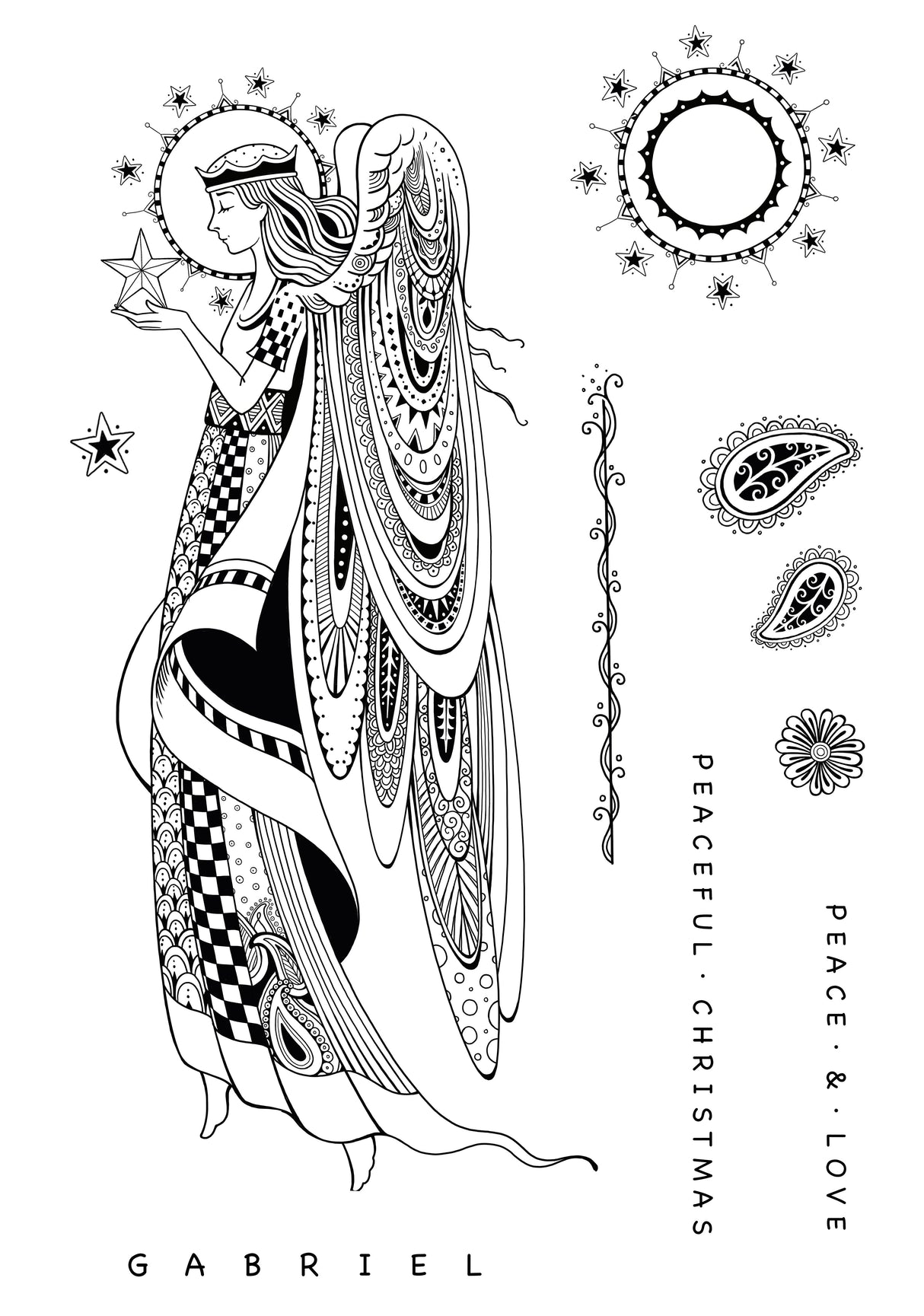 Katkin Krafts Gabriel 6 in x 8 in Clear Stamp Set