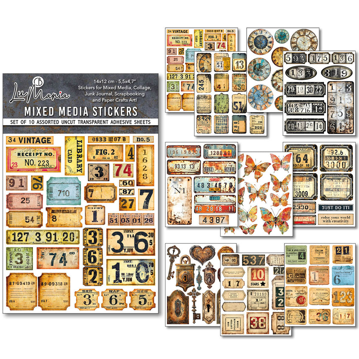 Mixed Media Sticker Set 10/Pkg Grungy Tags