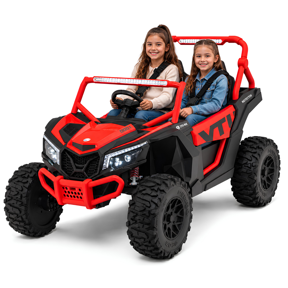 24V UTV-Max PRO Edition XXL 2-Seater 4x4 Ride-On Buggy W/ EVA Rubber Wheels, Silent Motors, Music, Lights & RC