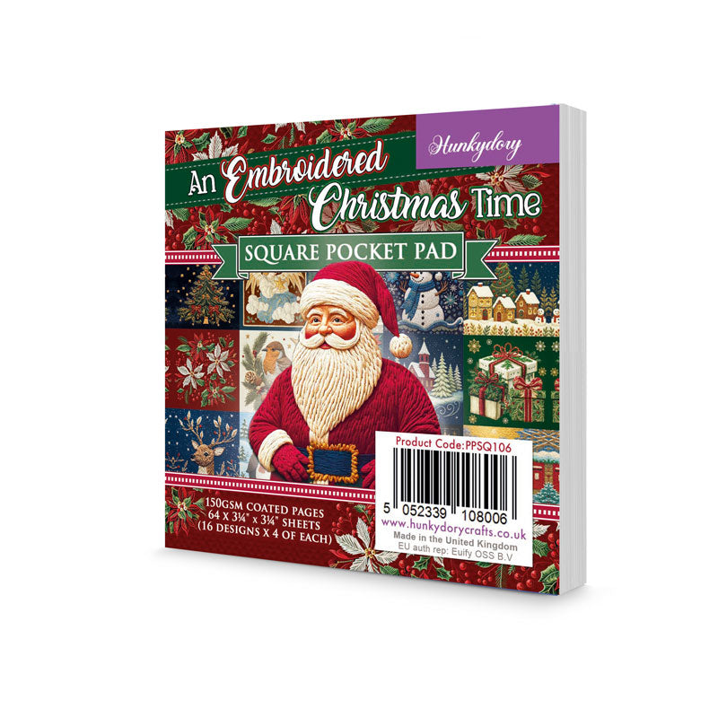 An Embroidered Christmas Square Pocket Pad