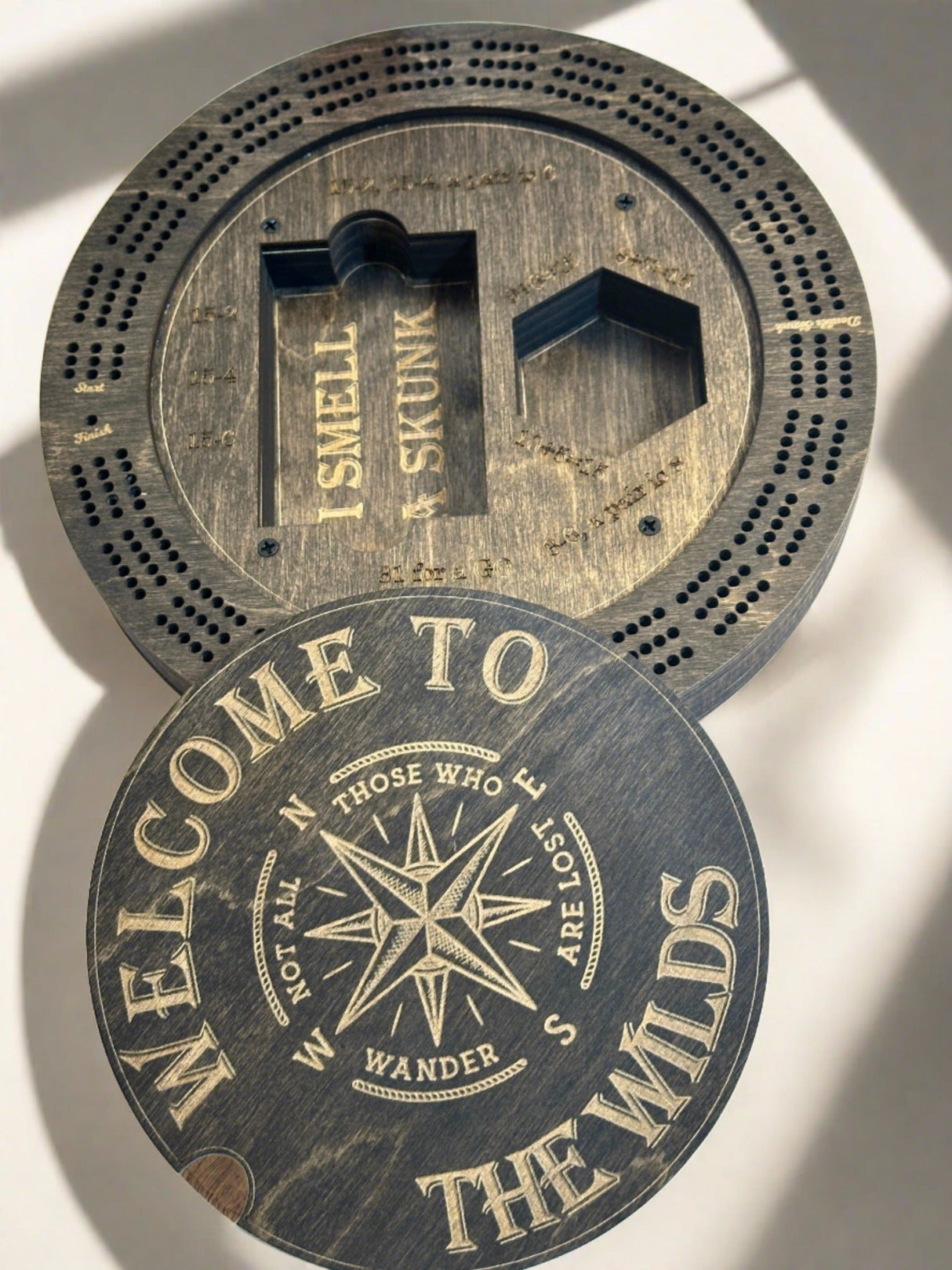 Customized Round Cribbage Board,10.75 in.,4 Player Board