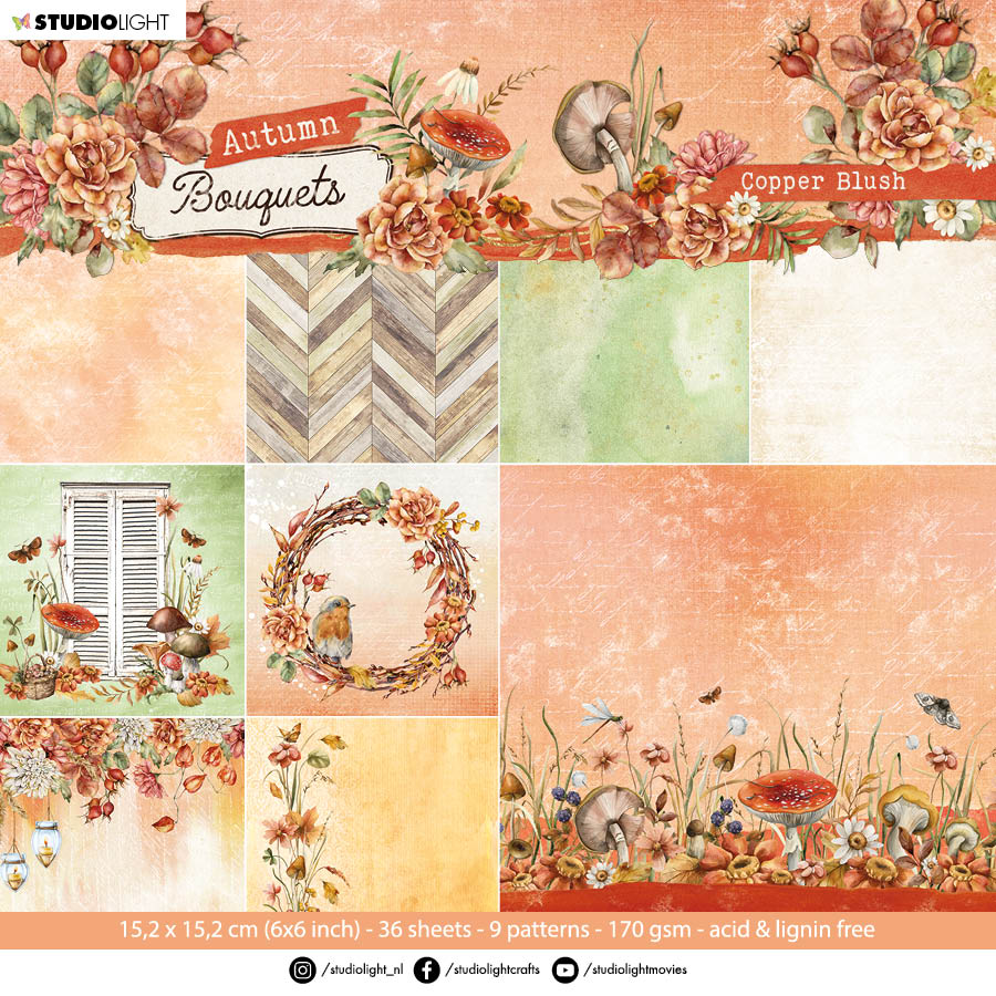 SL Paper Pad Copper Blush Autumn Bouquet 152,4x152,4x9mm 36 SH nr.107