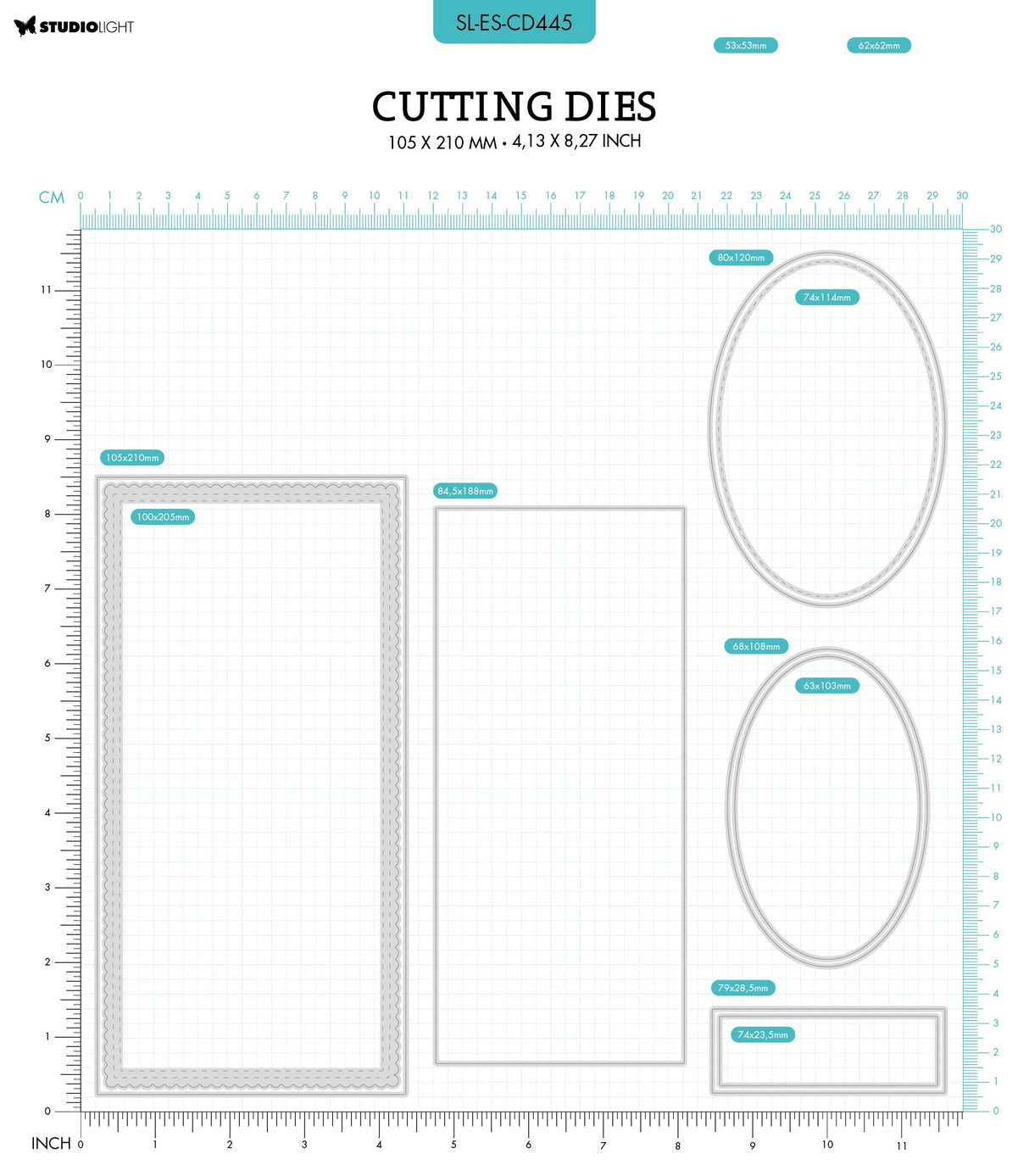 SL Cutting Dies Slim+Oval Passe Partout Essentials 105x210x1mm 9 PC nr.445