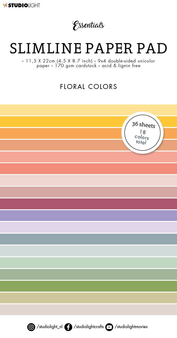 SL Paper Pad Double Sided Unicolor Floral Slimline Essentials 115x220x5mm 36 sh nr.33