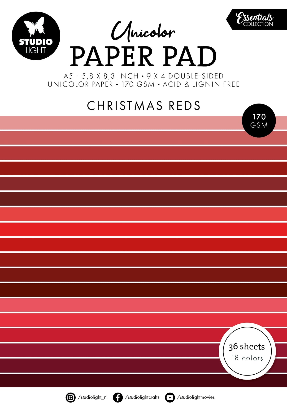 SL Unicolor Paper Pad Christmas Reds Essentials 36 SH