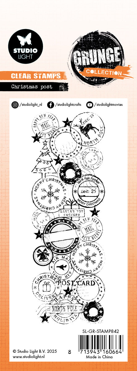 SL Clear Stamp Christmas Post Grunge Collection 1 Pieces