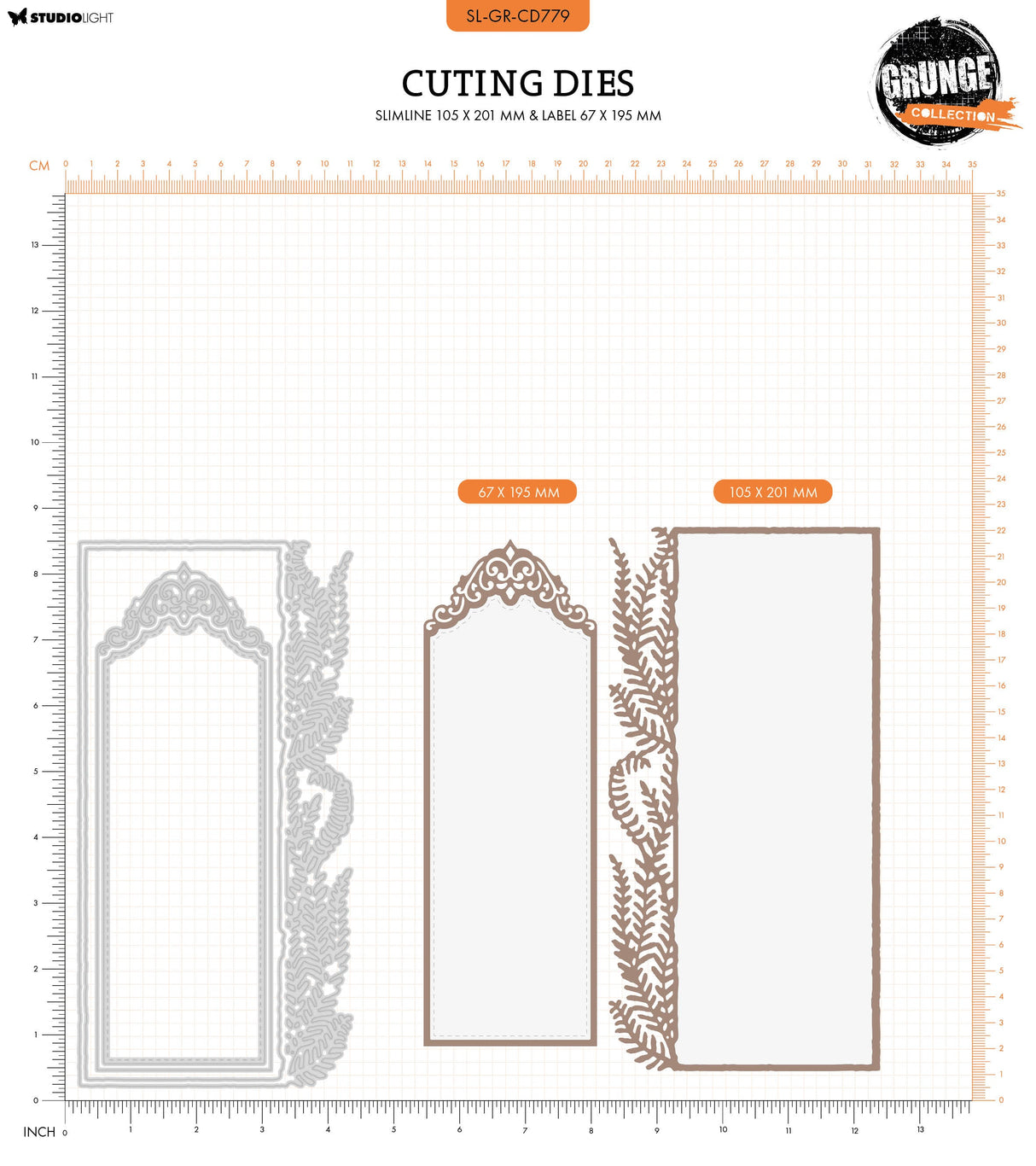 SL Cutting Die Slimline & Label Grunge Collection 4 PC