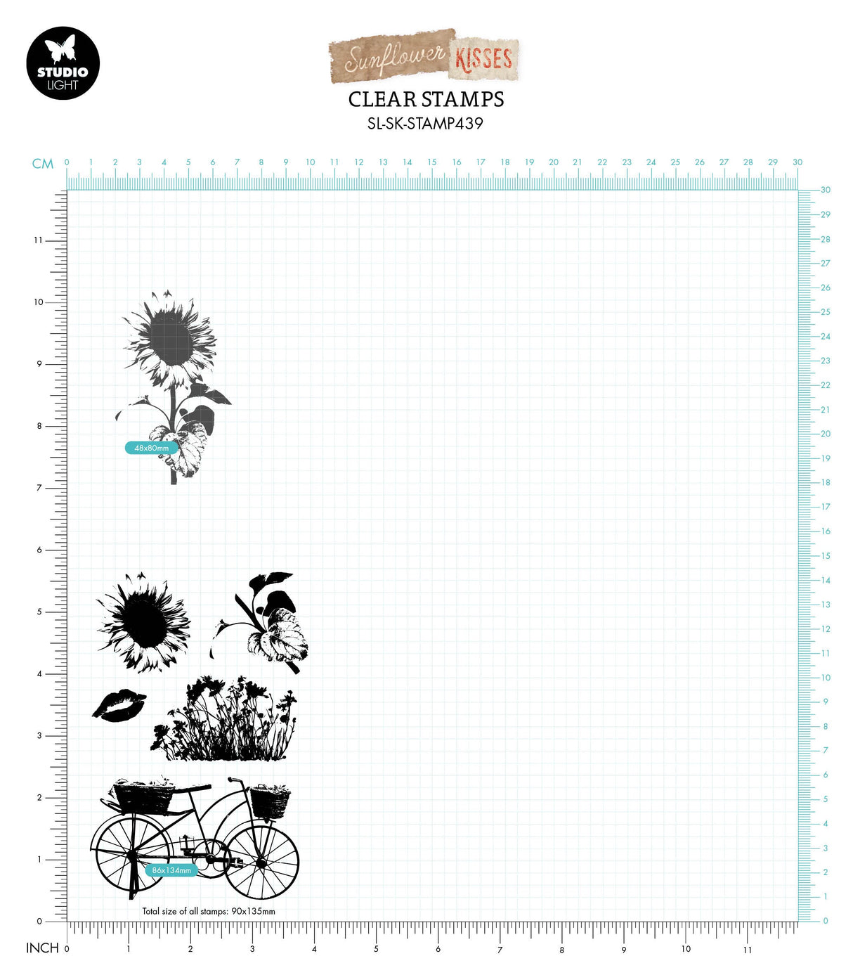 SL Clear Stamp Sunflower Silhouette Sunflower Kisses 89x135x3mm 5 PC nr.439