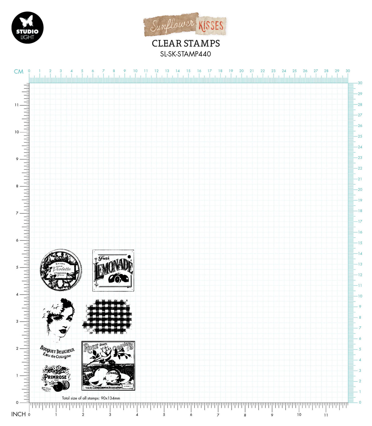SL Clear Stamp Vintage Labels Sunflower Kisses 90x134x3mm 7 PC nr.440