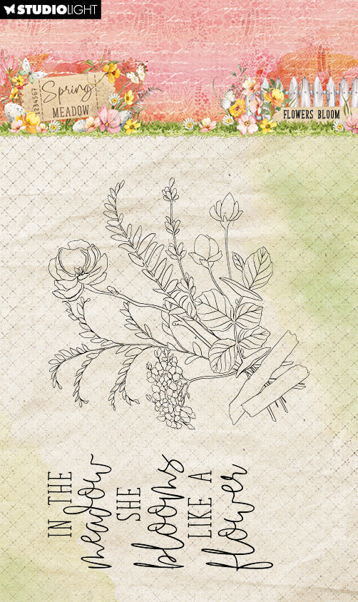 SL Clear Stamp Flower Bloom Spring Meadow 2 PC showcasing floral design perfect for spring crafting projects.