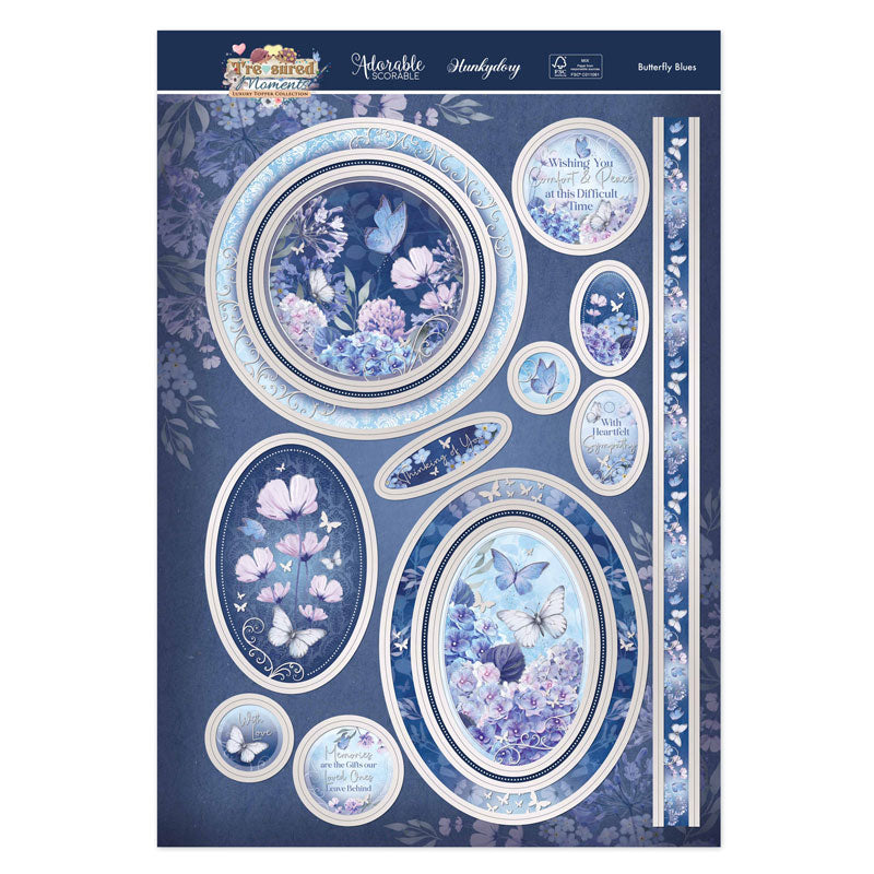Butterfly Blues Luxury Topper Set featuring floral and butterfly designs for crafting occasions.