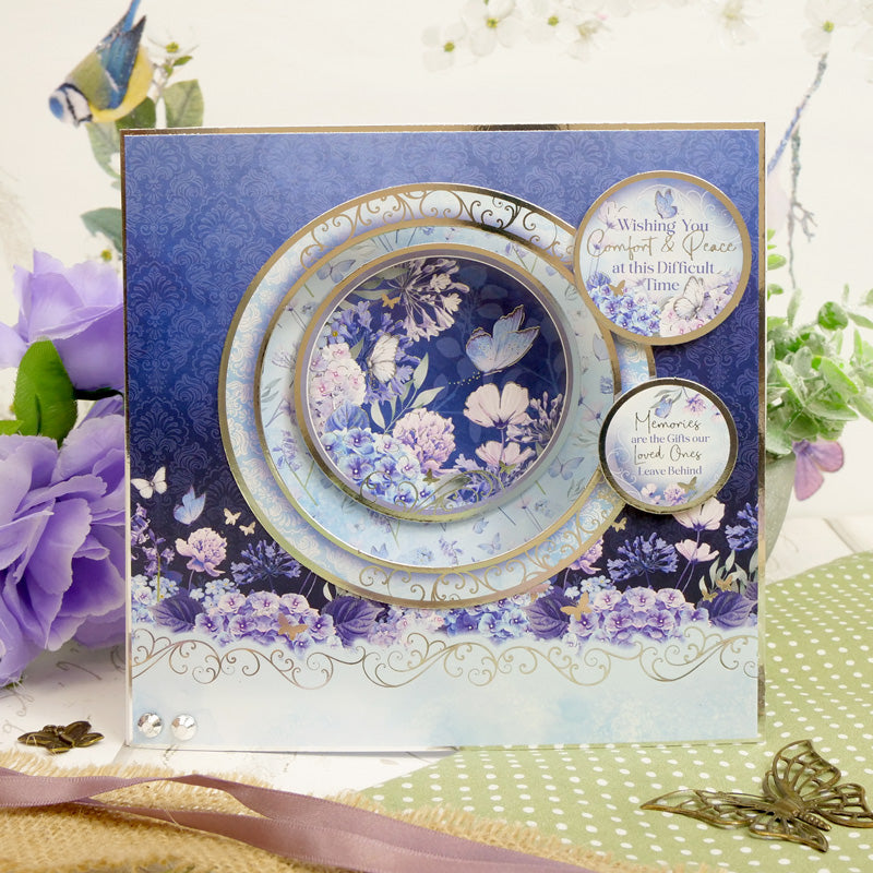 Butterfly Blues Luxury Topper Set featuring floral design and butterflies for various special occasions.