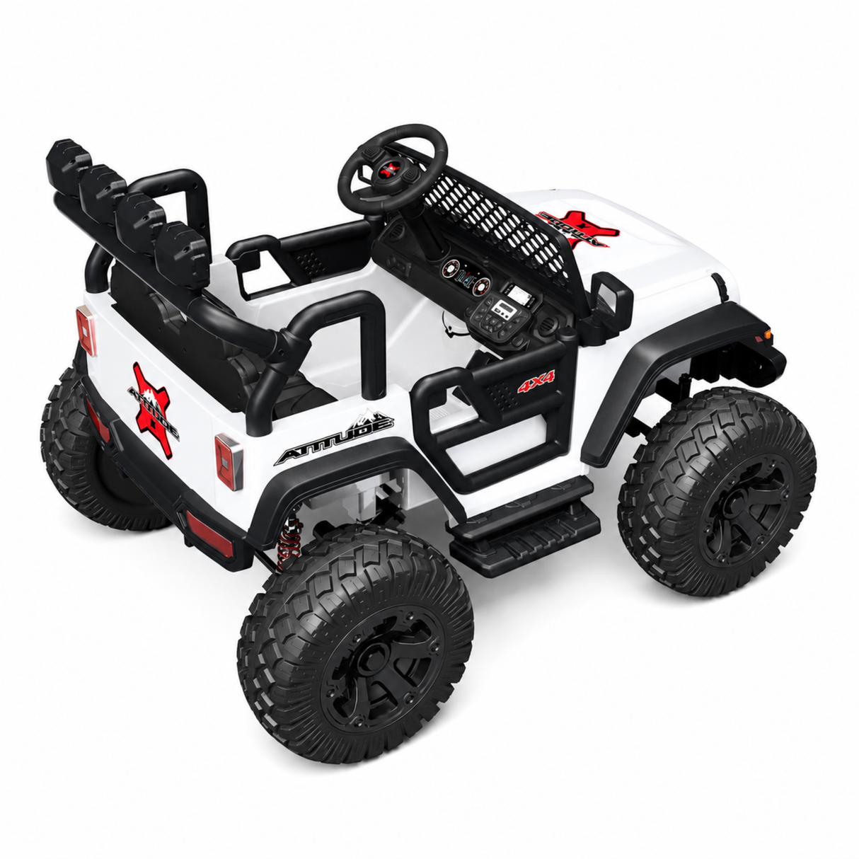 24V Trail-MX 2-Seater Upgraded 4x4 AWD Ride-On Truck W/ Rubber Wheels, Music Player, Lights & RC
