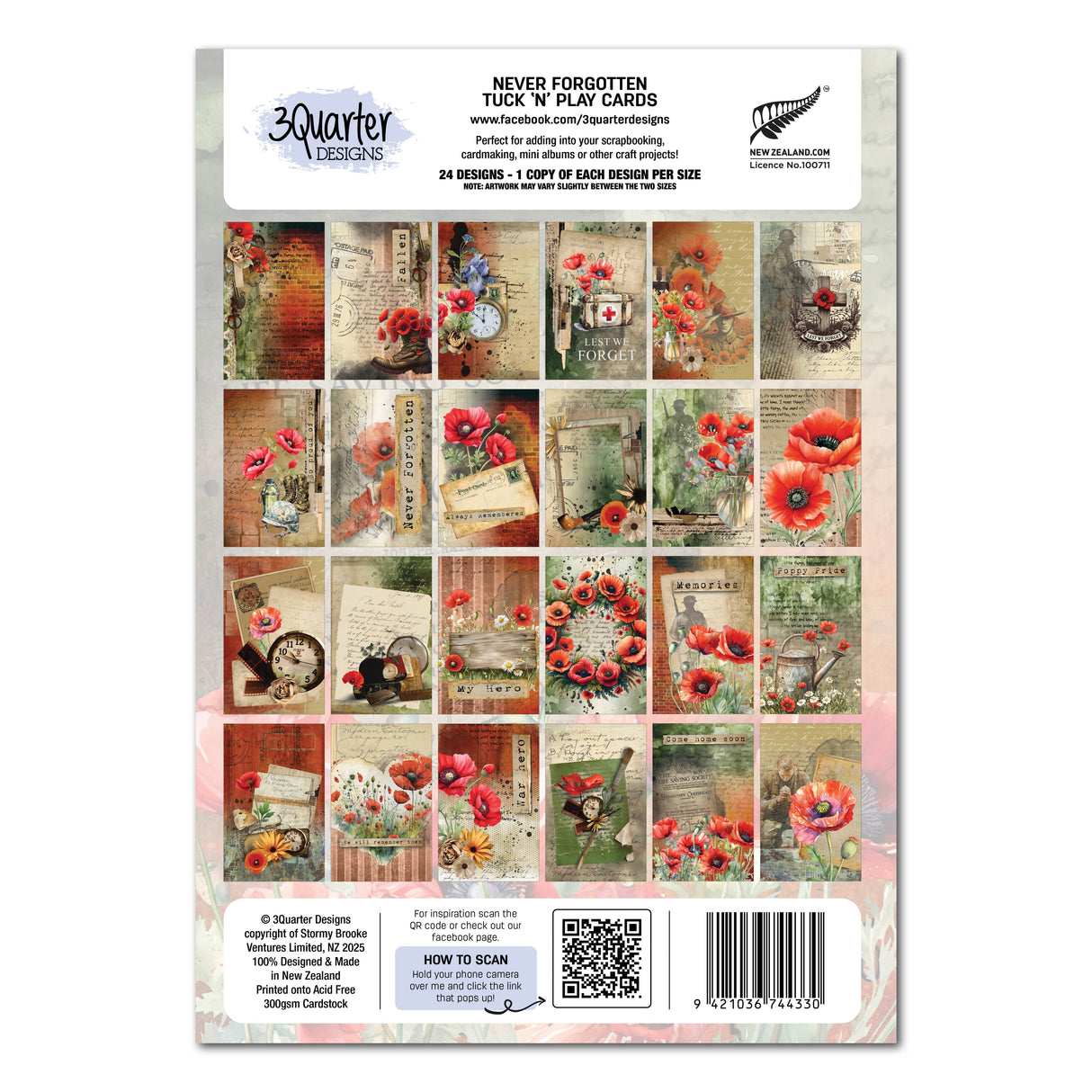 3Quarter Designs Never Forgotten - Tuck N Play Cards