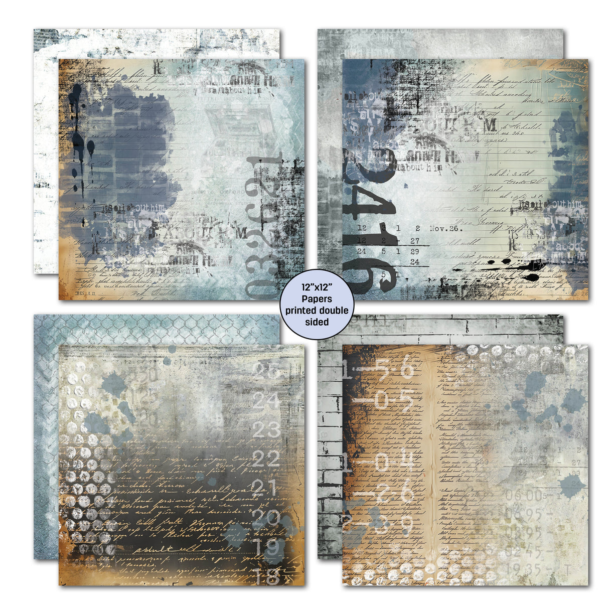 3Quarter Designs Eclectic Clocks 12x12 Design Paper & Diecuts Set