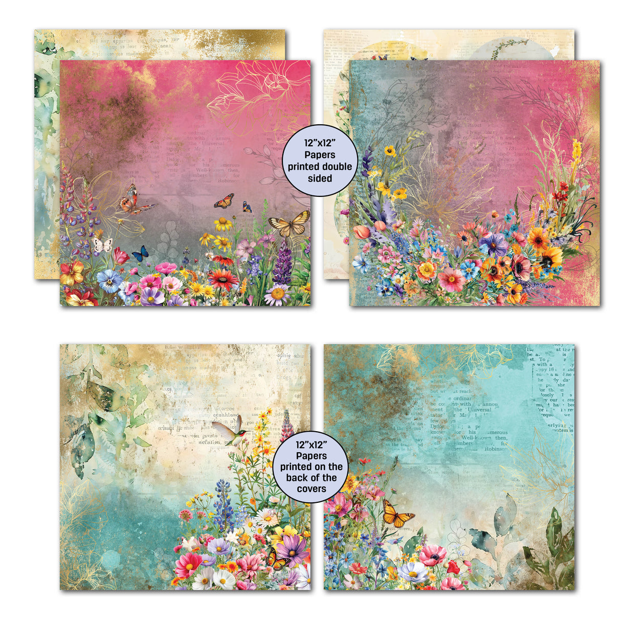 3Quarter Designs Fluttering Wings 12x12 Design Paper & Diecuts Set