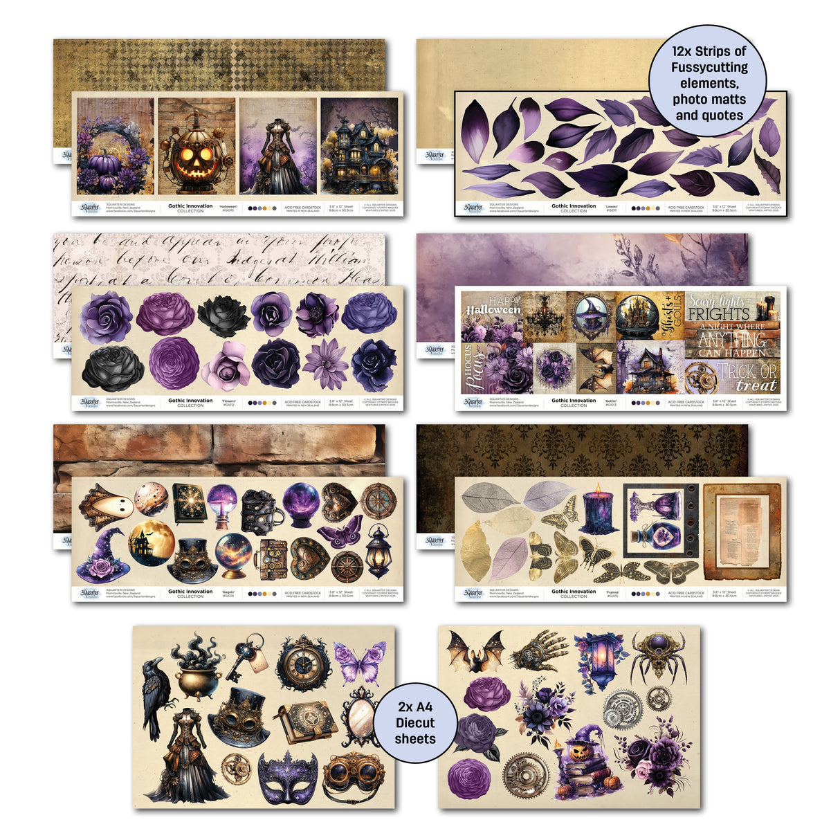 3Quarter Designs Gothic Innovation 12x12 Design Paper & Diecuts Set