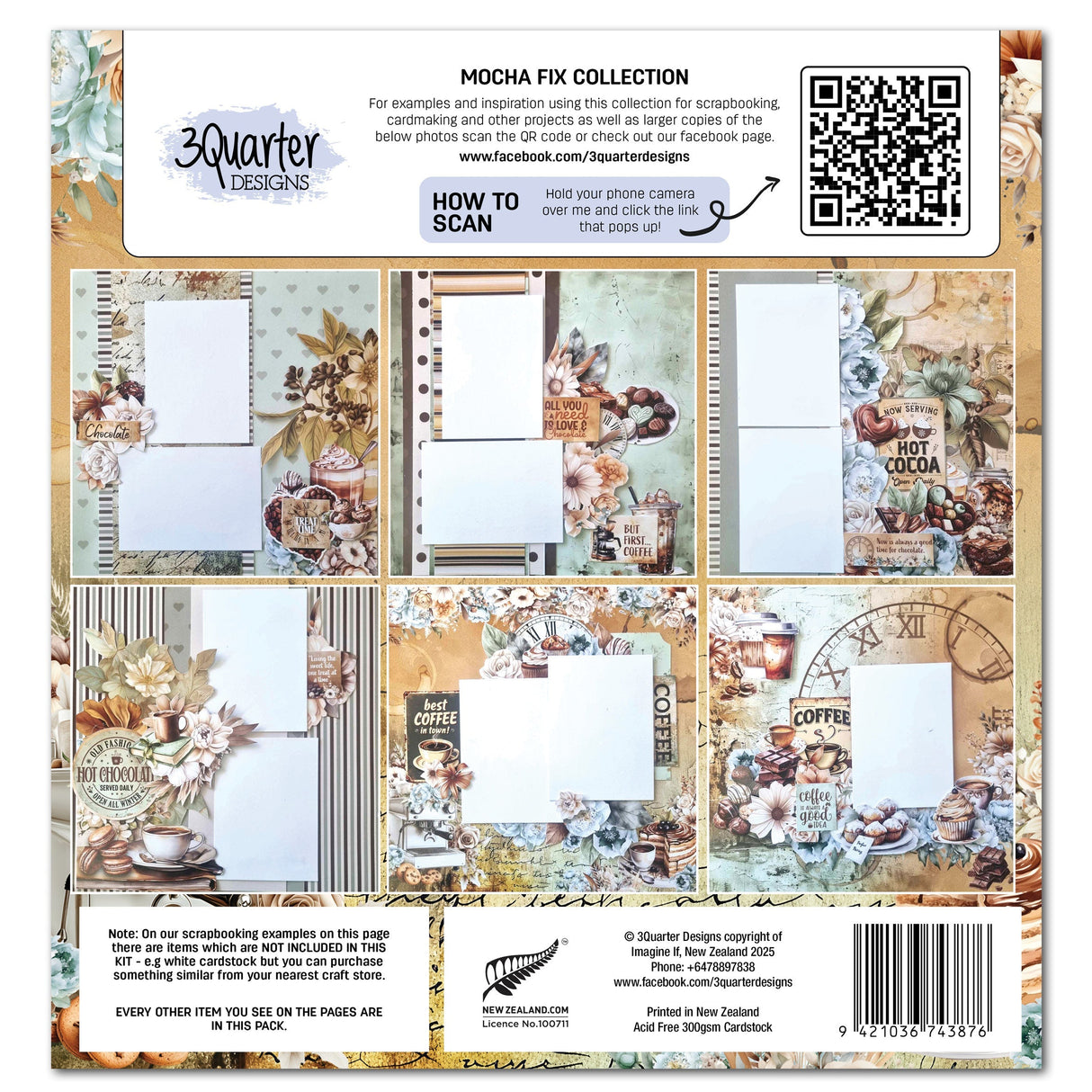 3Quarter Designs Mocha Fix 12x12 Design Paper & Diecuts Set