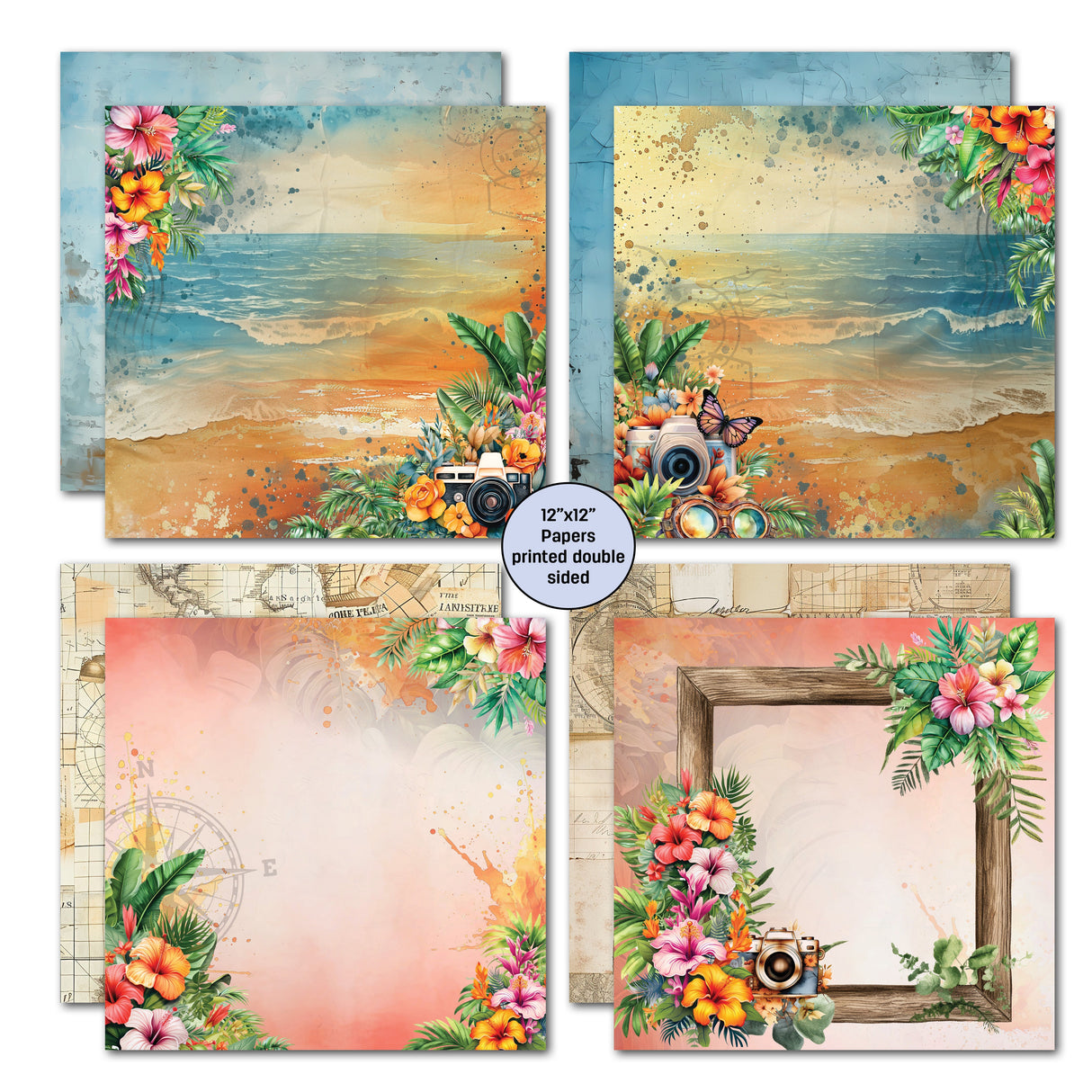 3Quarter Designs Tropic Excursion 12x12 Design Paper & Diecuts Set