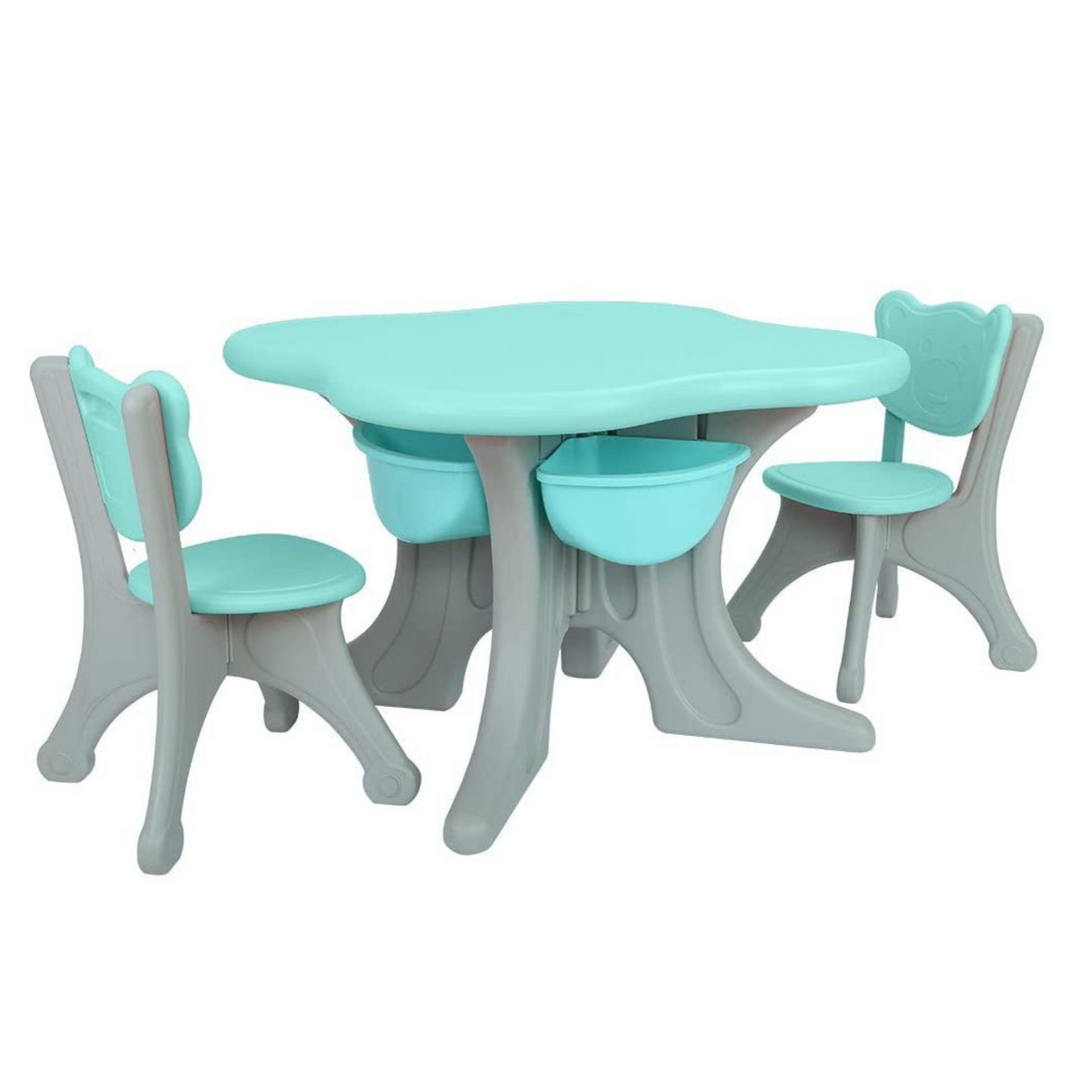 Kids Indoor & Outdoor Bear Edition Furniture Set: 3-Pc Table & Chair Set For Toddlers