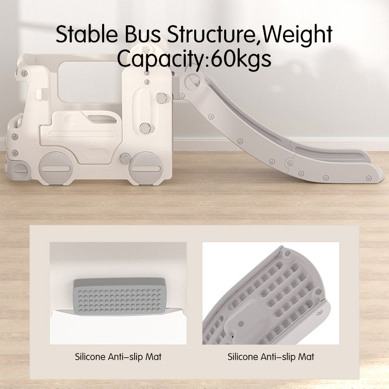 Kids Indoor & Outdoor Bus-Themed Slide with Ball Frame - Interactive Fun for Kids & Toddlers
