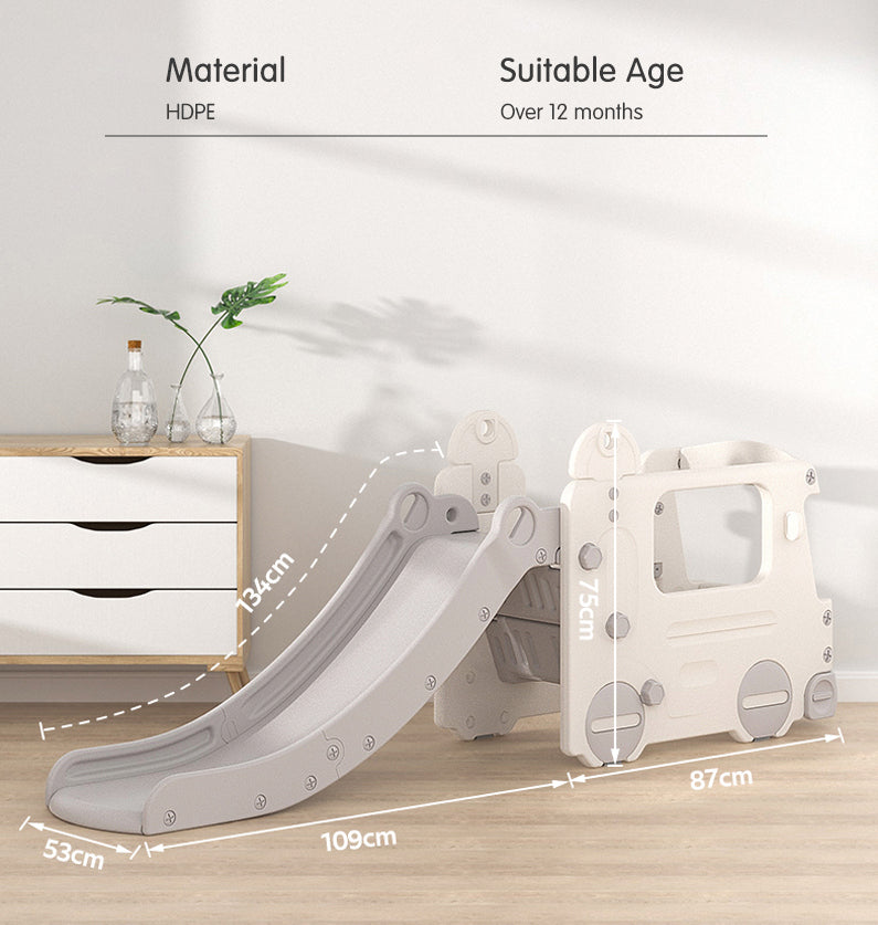 Kids Indoor & Outdoor Bus-Themed Slide with Ball Frame - Interactive Fun for Kids & Toddlers