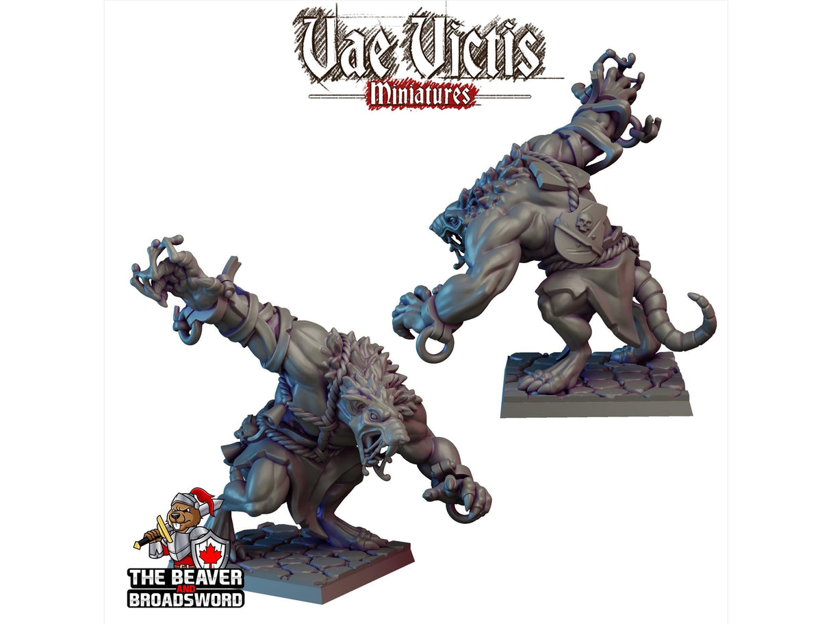 Giant Rat Warband Mini set- Monster, Mutant, Wererat, DnD, Fantasy- High Quality Resin Printed 28mm 32mm Tabletop Miniatures, Tough Figurine