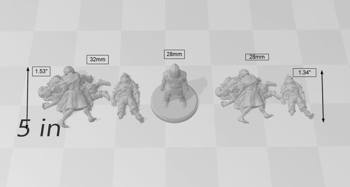 Corpses Part 1 | DnD Miniature, Premium Resin, Durable and Tough for your TTRPG and Wargaming! 32mm, 28mm, Corpse, Pile, Male, Female