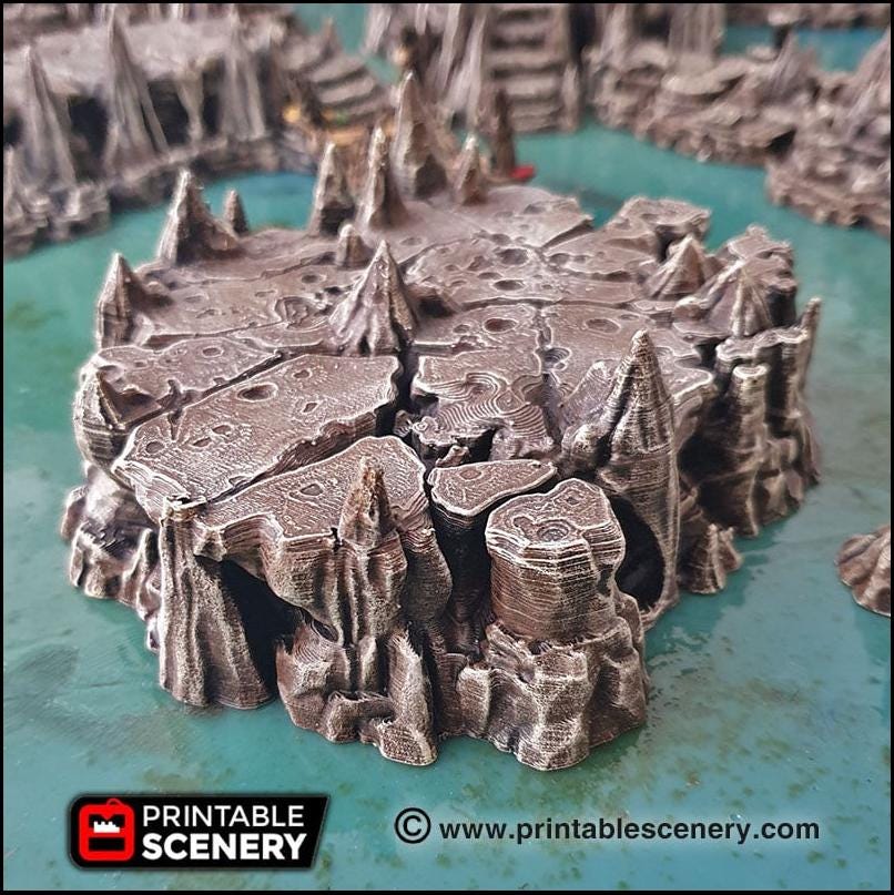 Raised Caverns | DnD Cave Scatter Terrain Rocks Dungeon Printable Scenery RPG Tabletop Miniature Game Tiles 3D Printed TTRPG Pathfinder