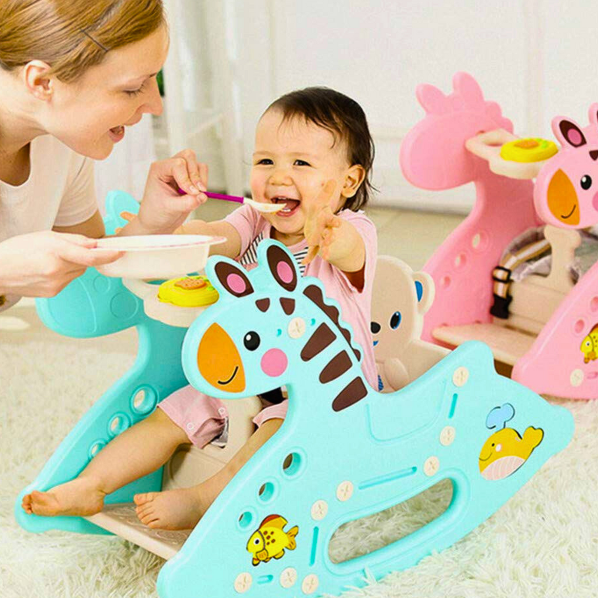 Infants & Toddlers Musical Rocking Zebra Edition Feeding Chair