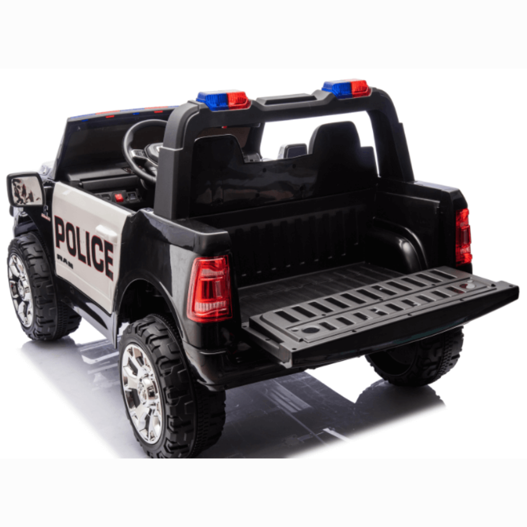 24V Police Officer XXL Edition 4x4 Kids 2-Seater Ride-On RAM 3500 Truck W/ Rubber Wheels, Siren, Music Player & RC
