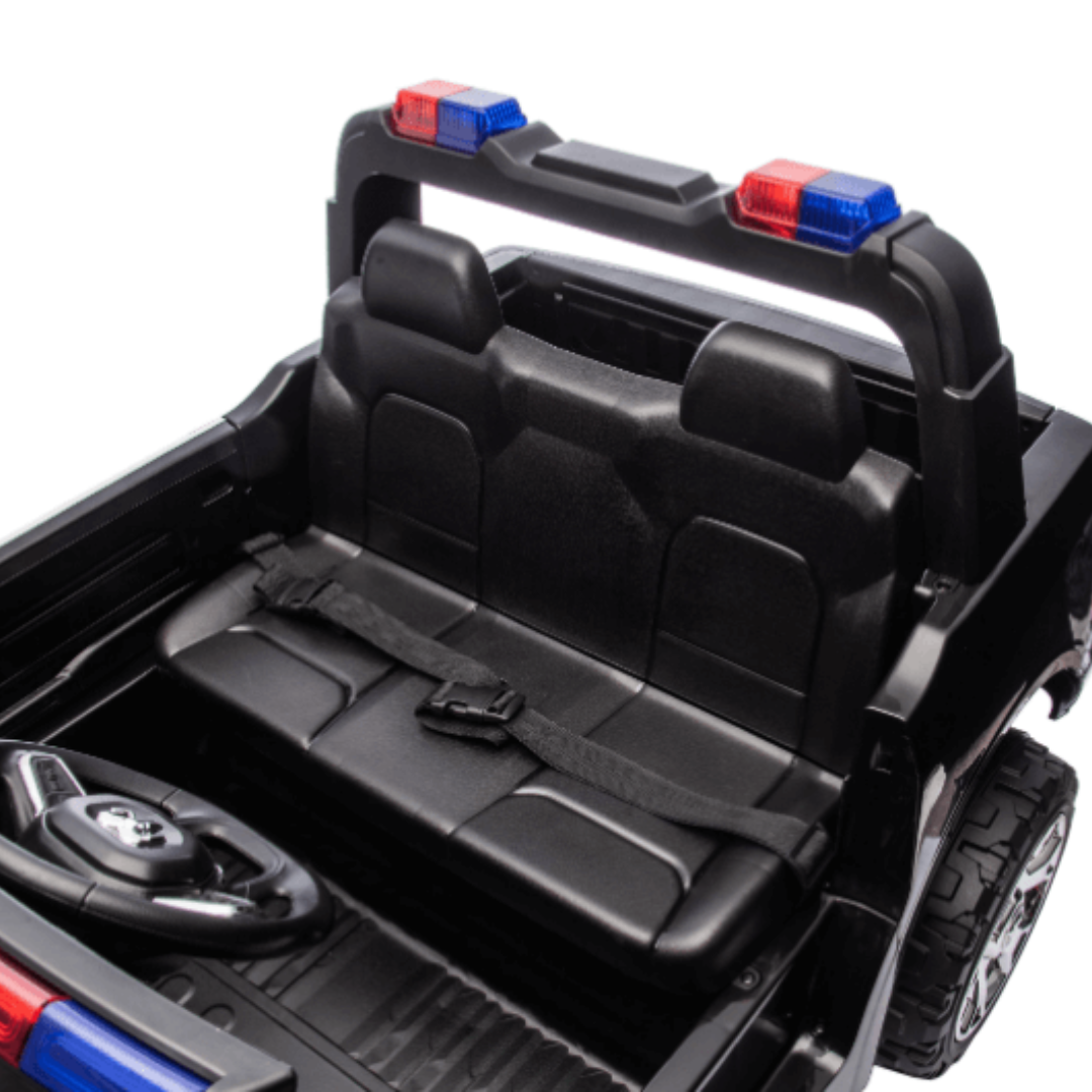 24V Police Officer XXL Edition 4x4 Kids 2-Seater Ride-On RAM 3500 Truck W/ Rubber Wheels, Siren, Music Player & RC