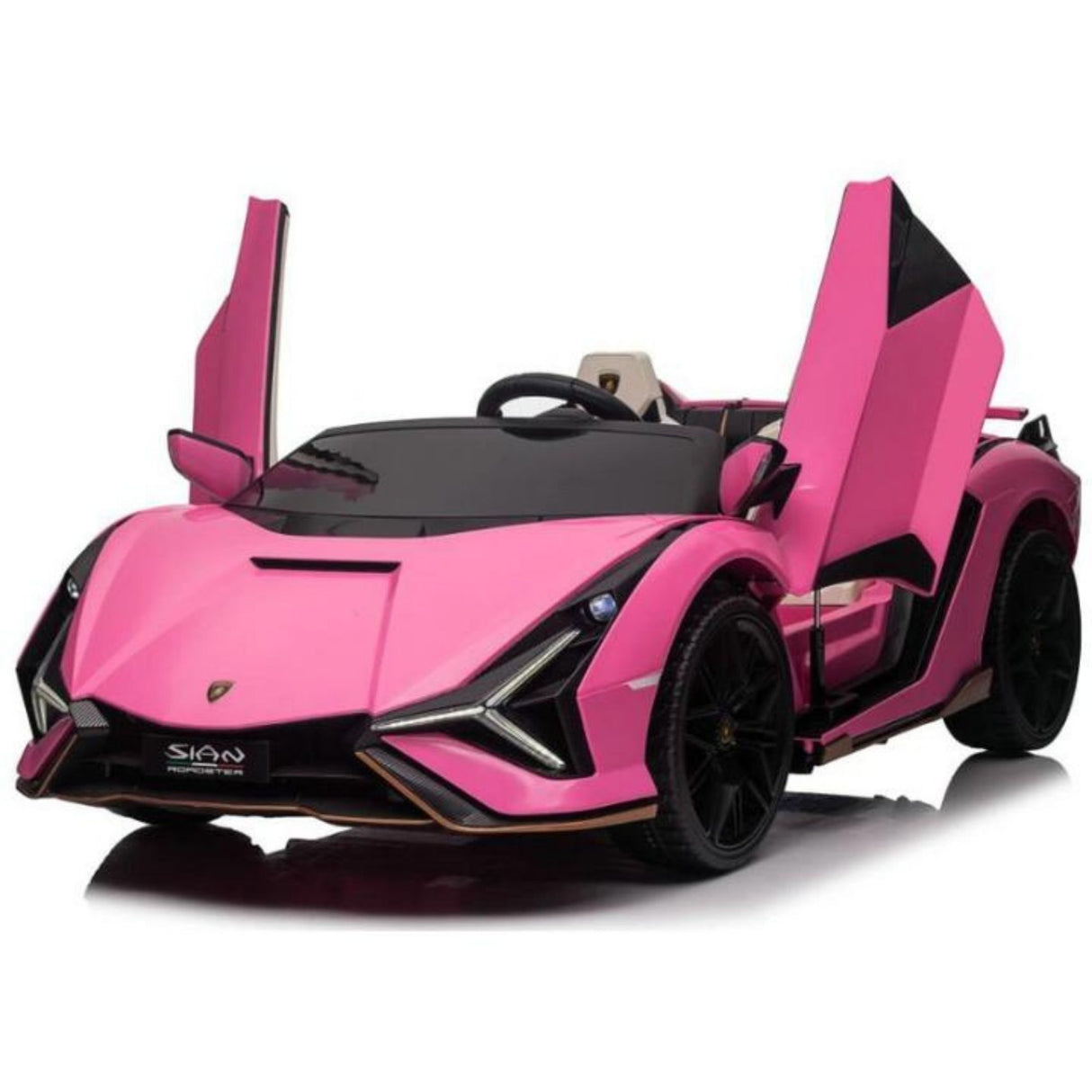 24V Lamborghini Sian 4x4 2-Seater Ride-On Car W/ Rubber Wheels, Music Player, Butterfly Doors & RC
