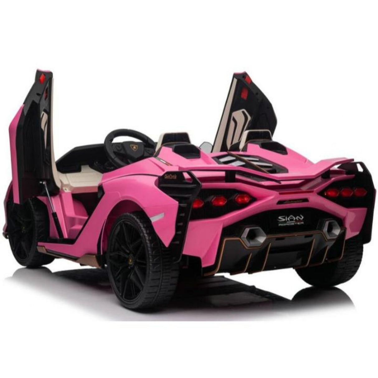 24V Lamborghini Sian 4x4 2-Seater Ride-On Car W/ Rubber Wheels, Music Player, Butterfly Doors & RC