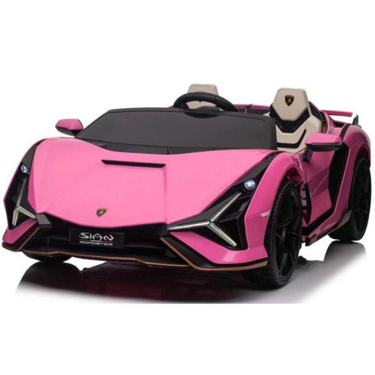 24V Lamborghini Sian 4x4 2-Seater Ride-On Car W/ Rubber Wheels, Music Player, Butterfly Doors & RC