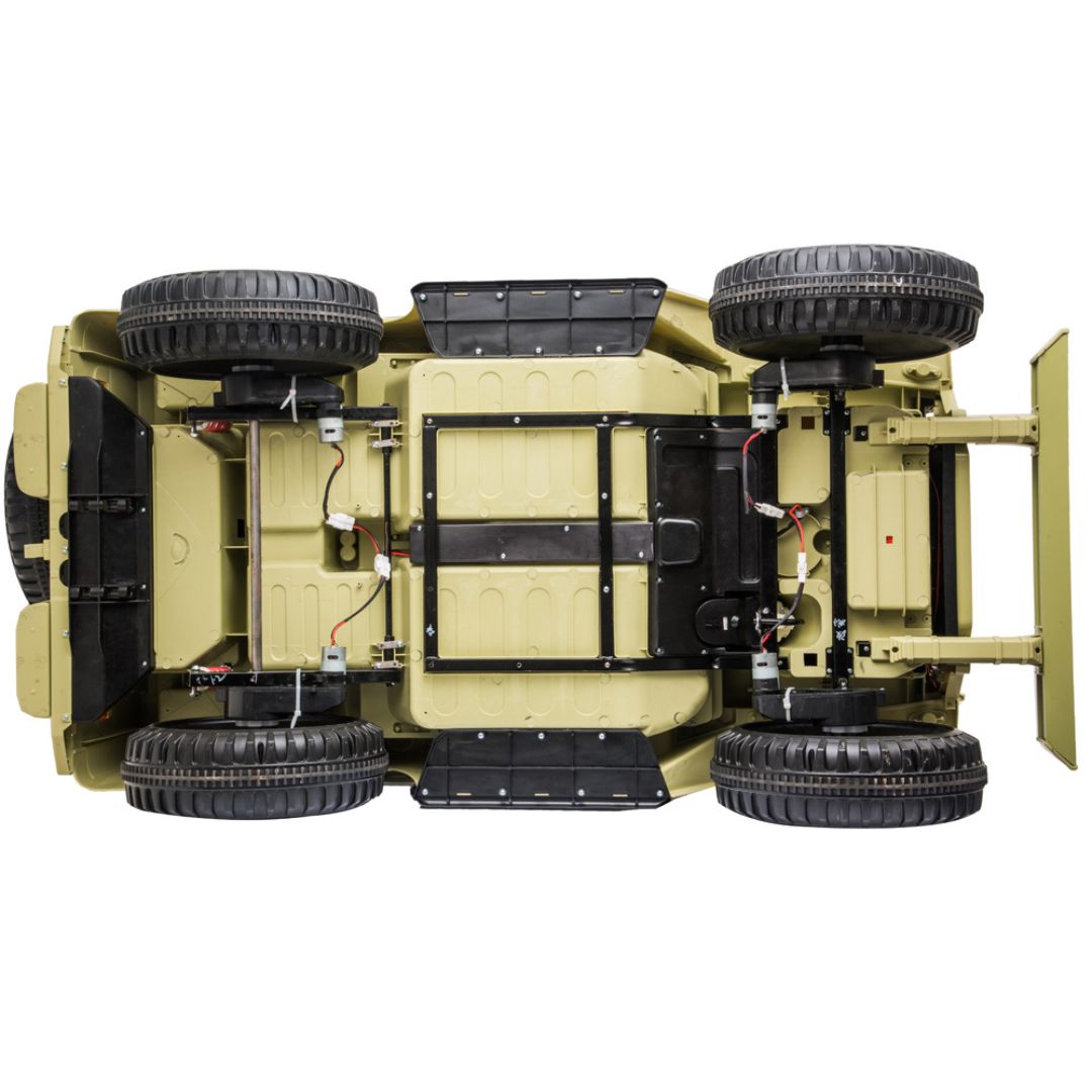 24V Military Edition 4x4 AWD 3-Seater Ride-on Truck W/ Rubber Wheels, Music Player & RC