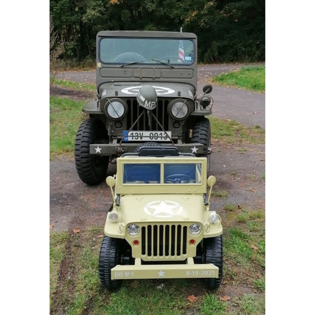 24V Military Edition 4x4 AWD 3-Seater Ride-on Truck W/ Rubber Wheels, Music Player & RC