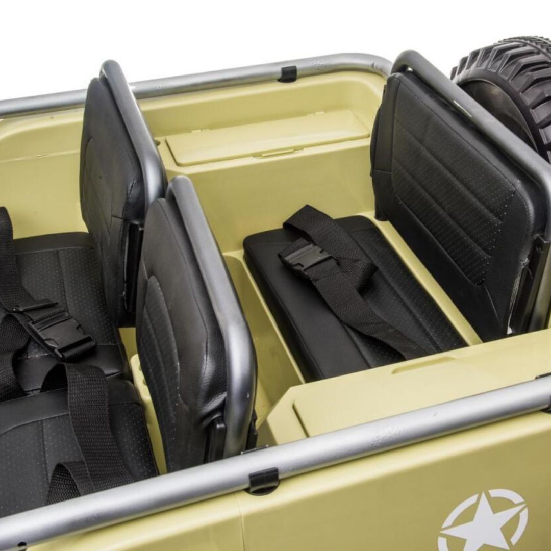 24V Military Edition 4x4 AWD 3-Seater Ride-on Truck W/ Rubber Wheels, Music Player & RC