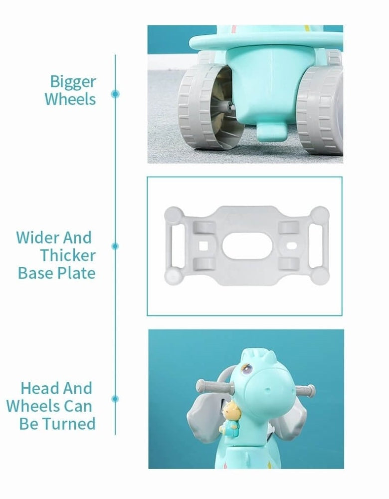 Cheval à bascule musical d'intérieur et d'extérieur pour enfants - Voiture à bascule et à pousser pied à pied amusante et engageante