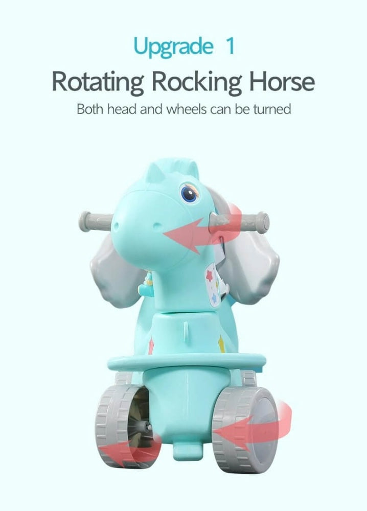 Cheval à bascule musical d'intérieur et d'extérieur pour enfants - Voiture à bascule et à pousser pied à pied amusante et engageante