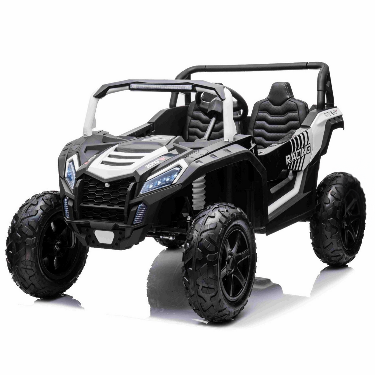 24V Ultra Treck 180-Watt Brushless Edition XXL 2-Seater UTV for Advanced Drivers W/ Inflatable Rubber Tires, Music Player & Lights