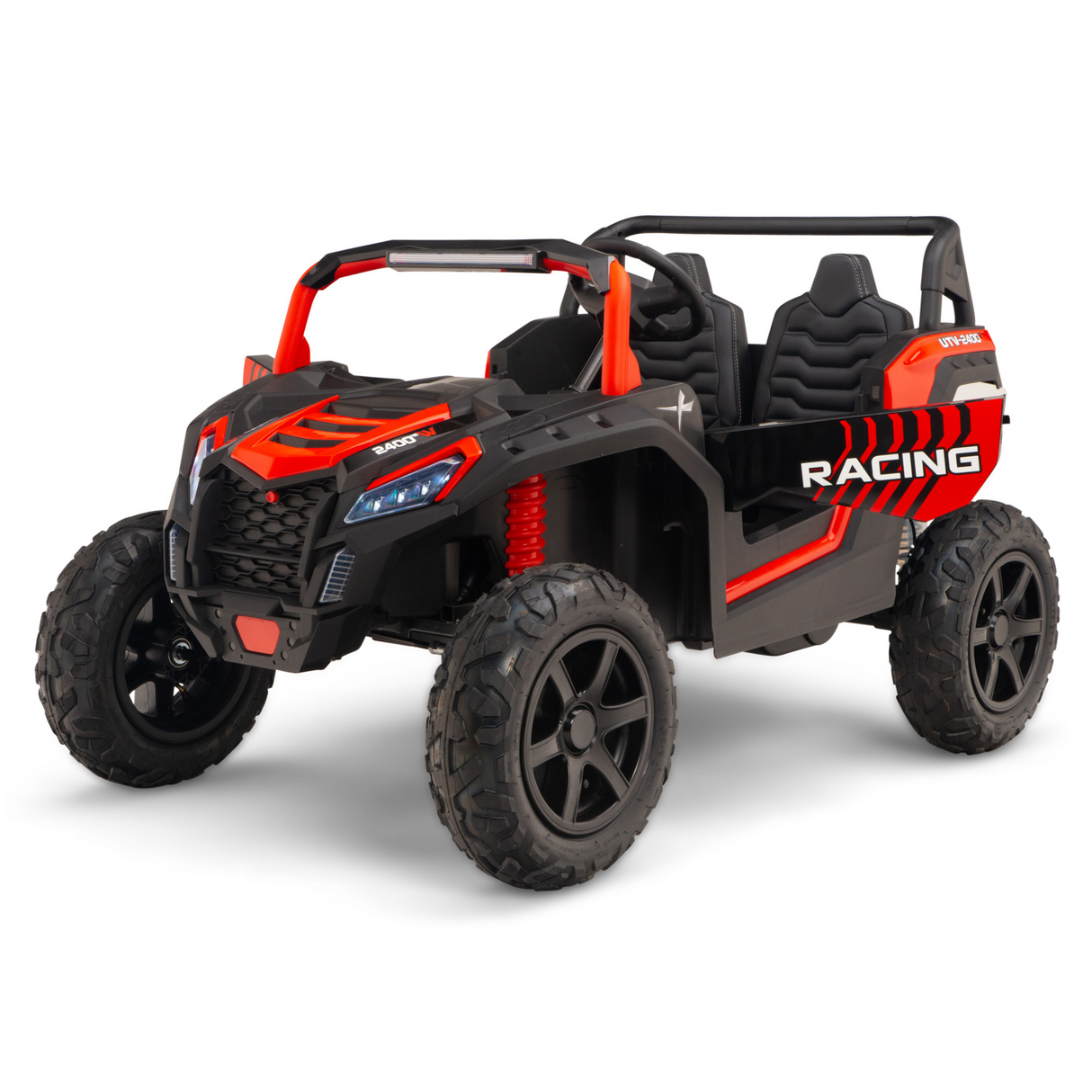 24V Ultra Treck 180-Watt Brushless Edition XXL 2-Seater UTV for Advanced Drivers W/ Inflatable Rubber Tires, Music Player & Lights